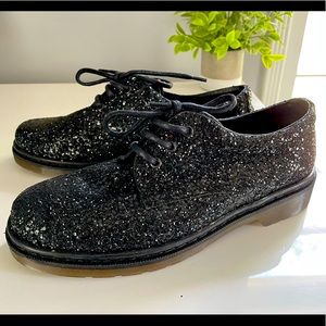 Topshop size 42 brand new black glitter oxfords